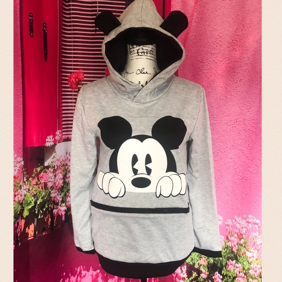 Mickey Mouse hoodie sweater thin pocket cute cartoon womens gray - Picture 8 of 8